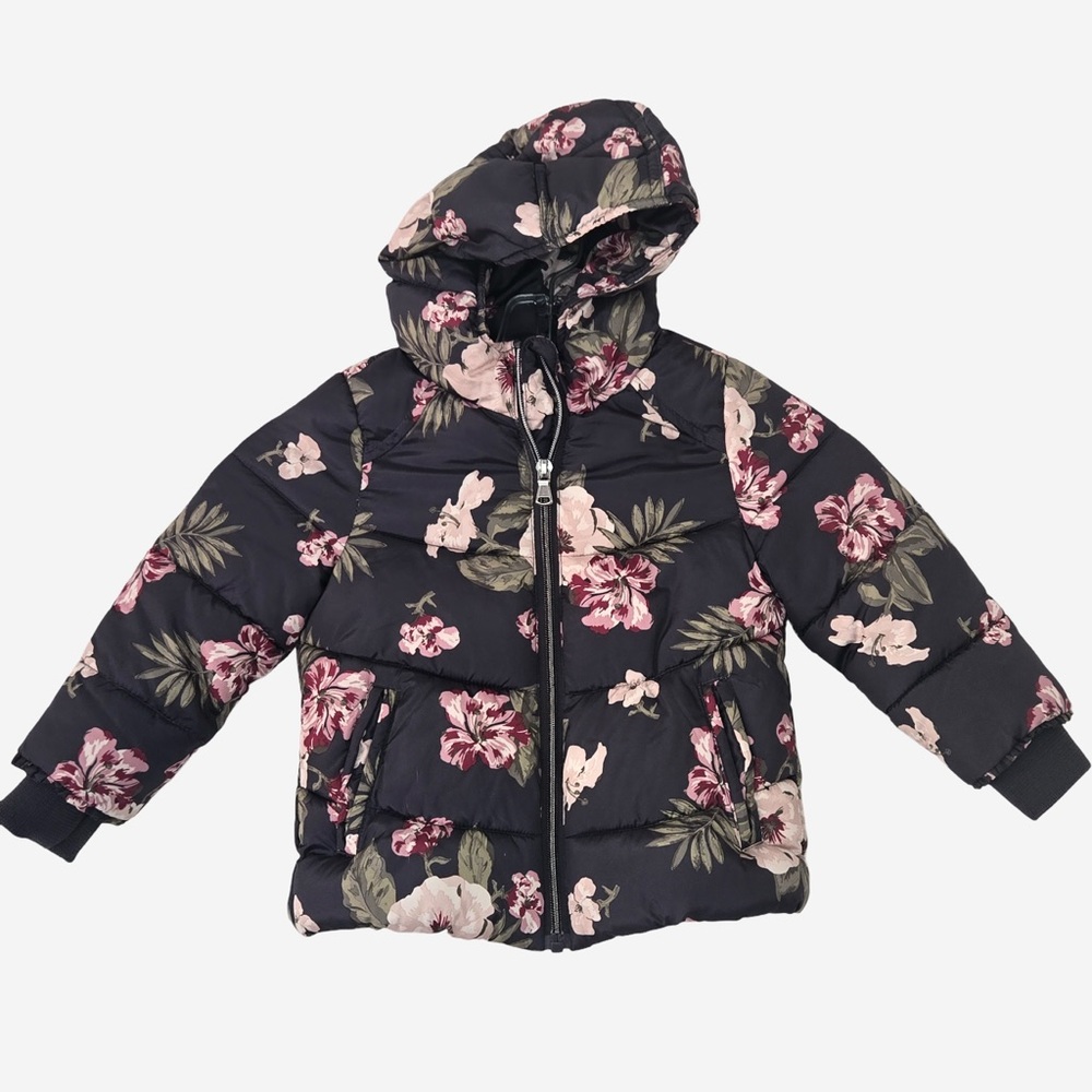 United Colors of Benetton Floral Puffer Jacket 12 Months | Hooded Coat